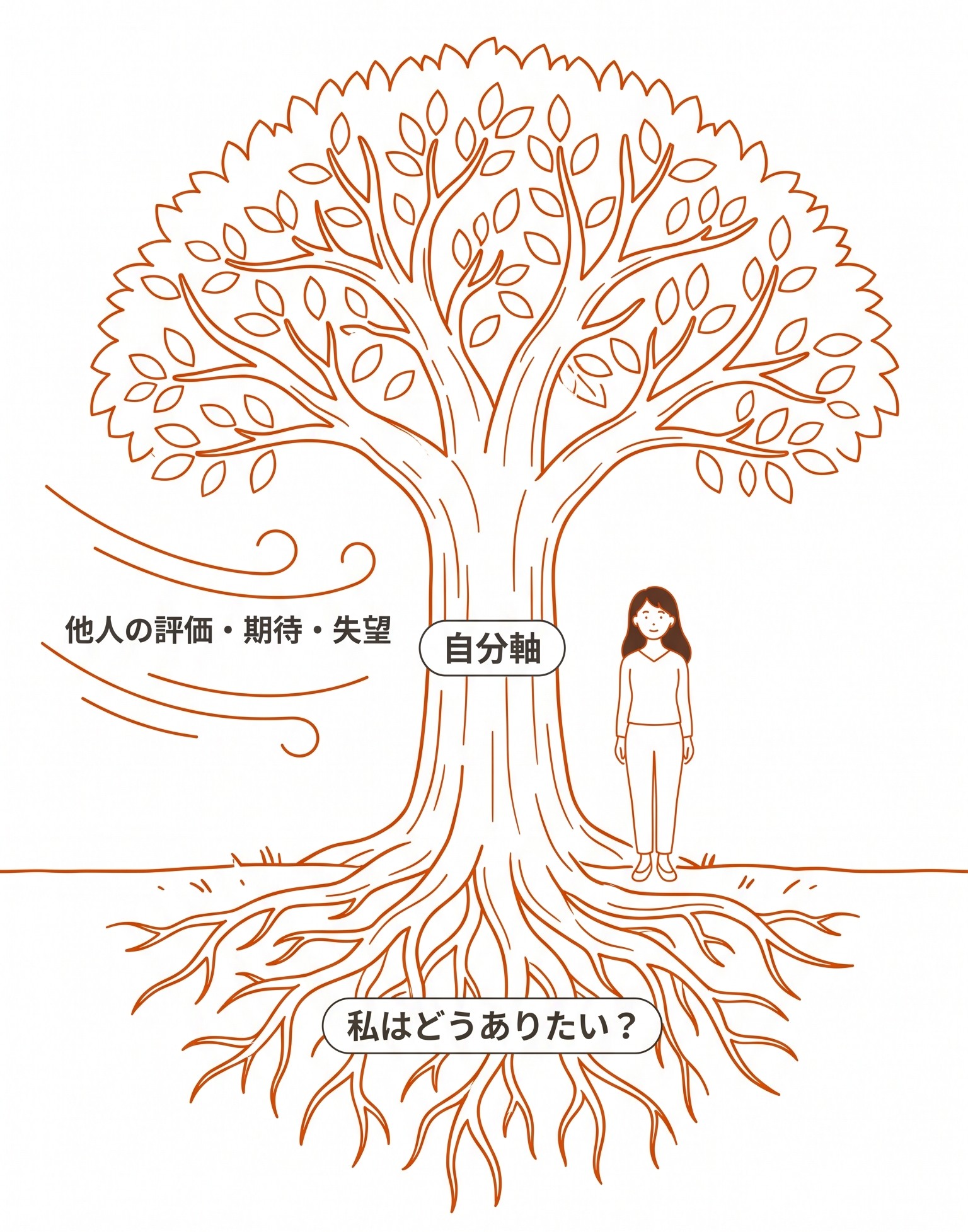 大地に根を張った大木のように自分軸を保つイメージ